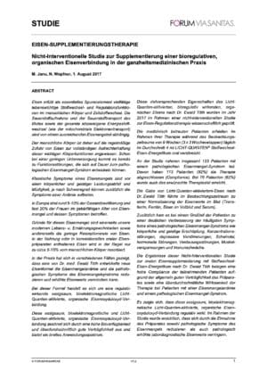 Studie zur Eisen-Supplementierungstherapie des FORUM VIA SANITAS [Digital]